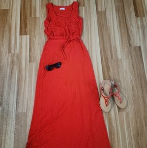 Coral Red Maxi Dress